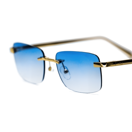Gold Carré Blue Sunglasses
