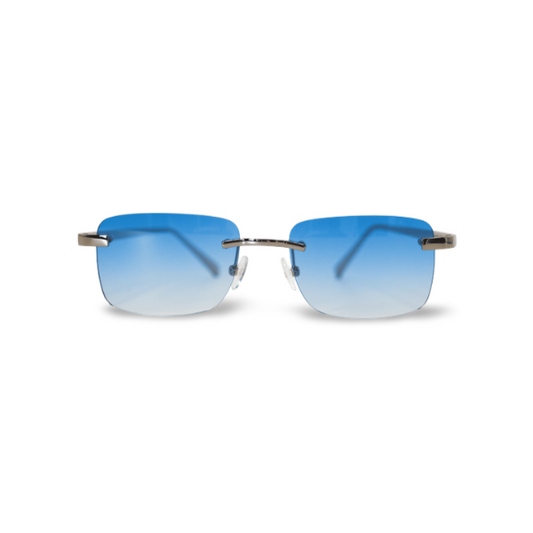Silver Carré Blue Sunglasses