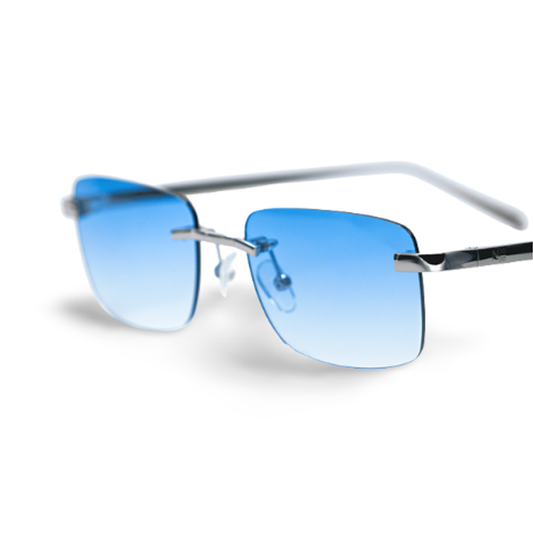 Silver Carré Blue Sunglasses