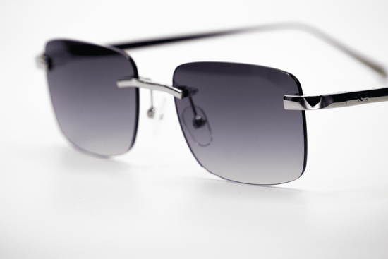 Silver Carré Black Sunglasses