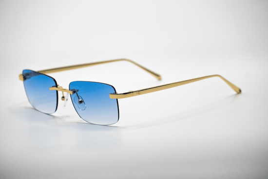Gold Carré Blue Sunglasses